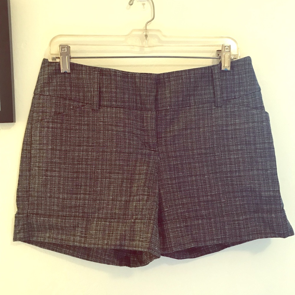 Black Tweed Print Shorts